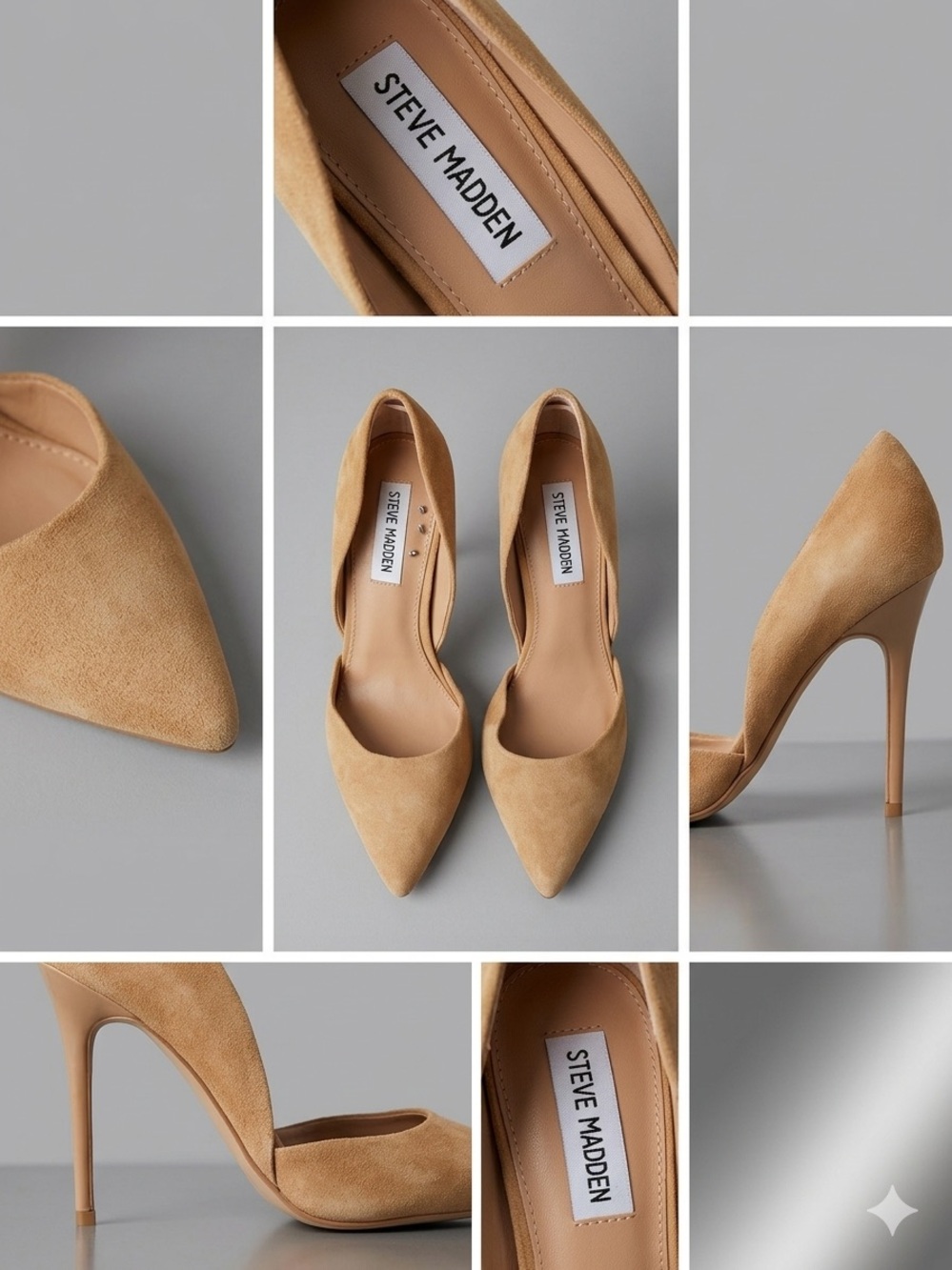 Steve Madden Beige/Tan Suede Pointed D'Orsay Stiletto Pumps